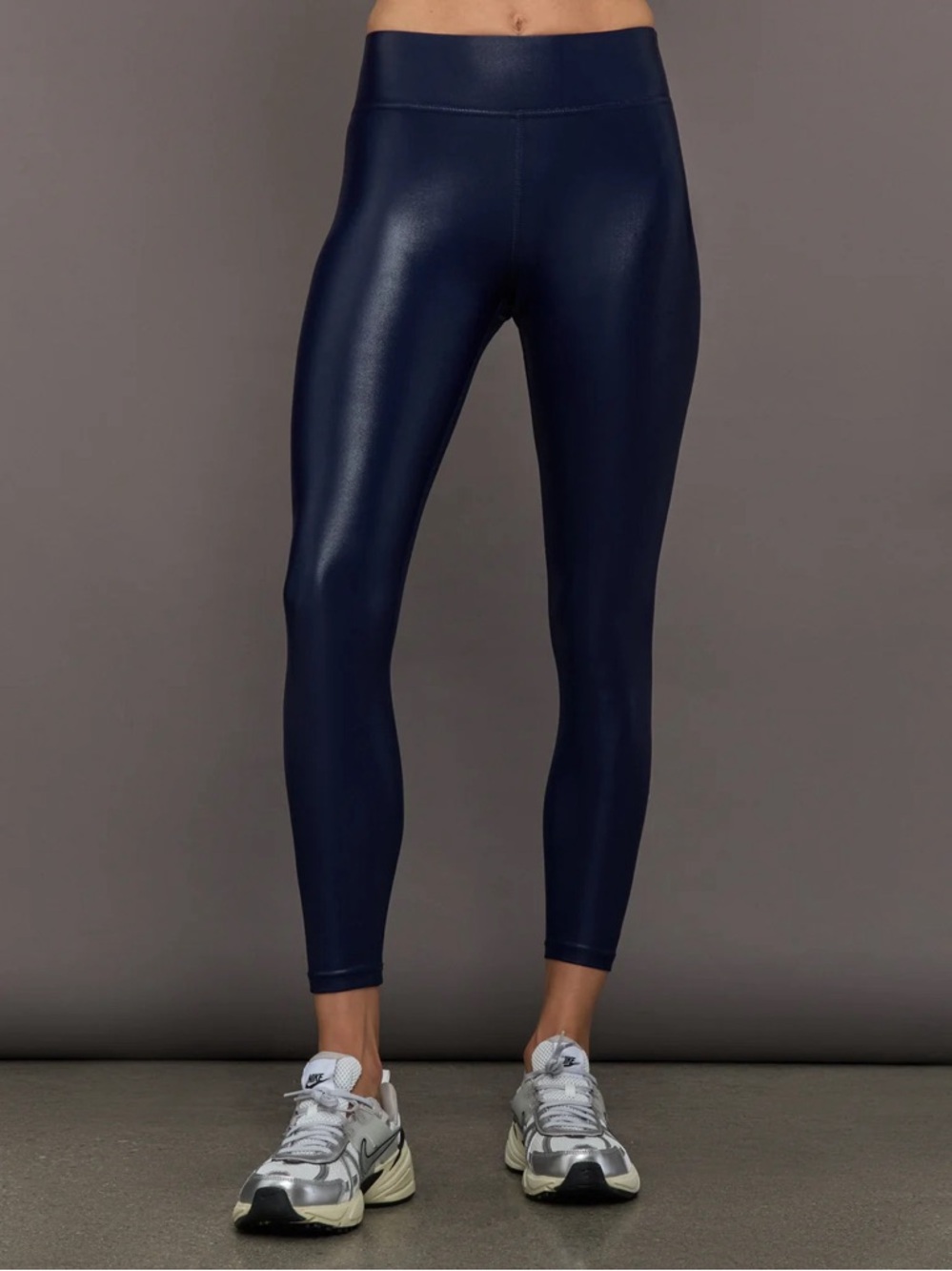 Carbon38 Navy Takara Shine Liquid High-Waist 7/8 Leggings